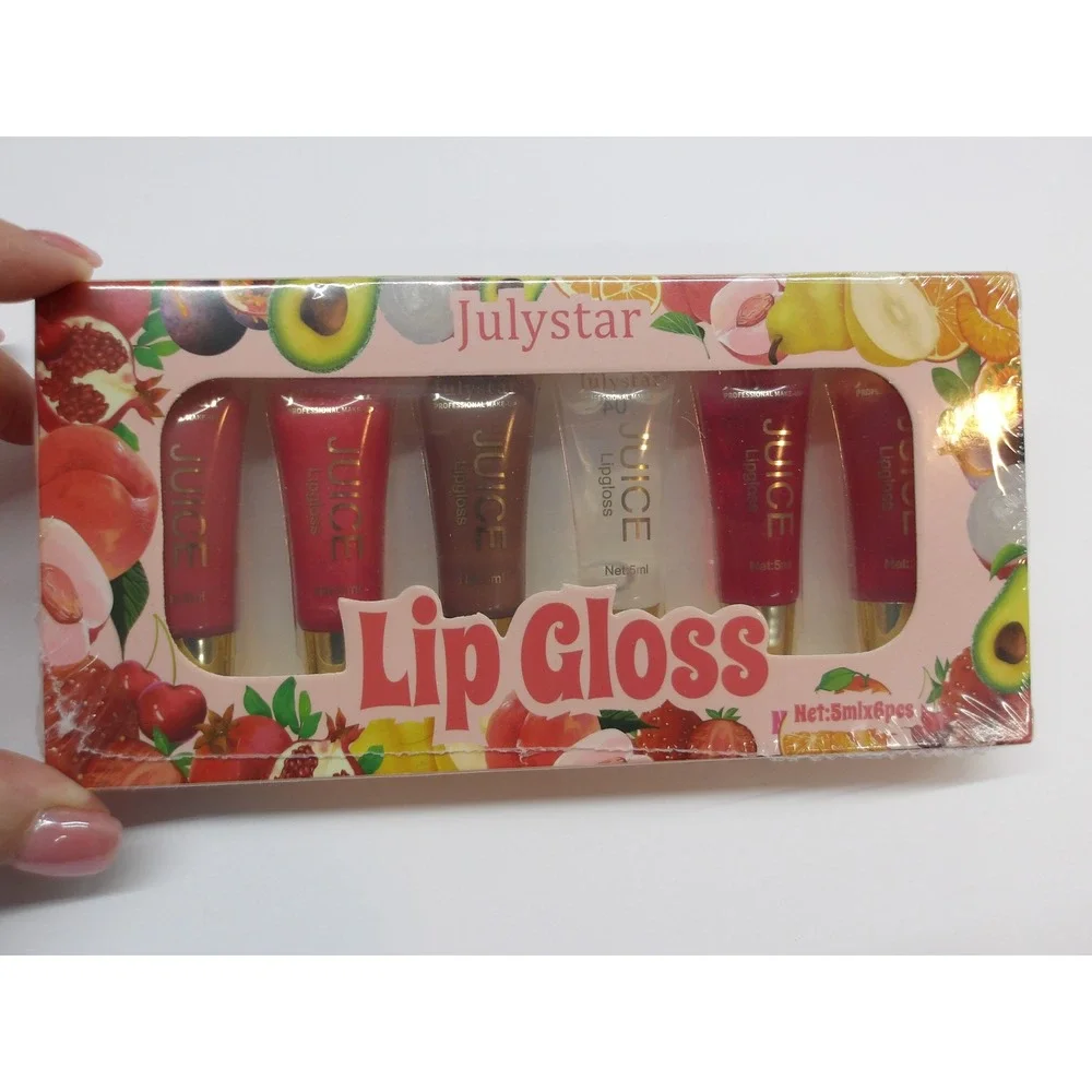 Julystar Juice Lip Gloss Set High Shine Fruit Inspired Tints 5ml Each /#26821